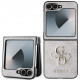 Rožinis dėklas Samsung Galaxy Z Flip 6 / 7 FE telefonui "Guess PU 4G Metal Logo Case"