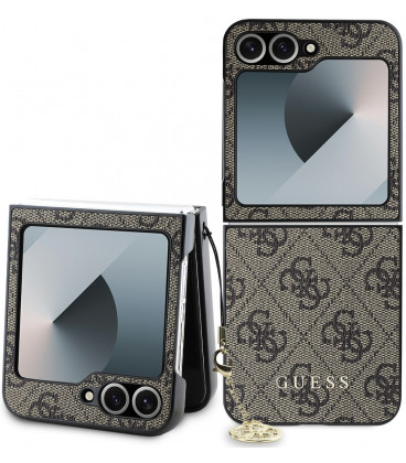 Rudas dėklas Samsung Galaxy Z Flip 6 / 7 FE telefonui "Guess 4G Charm Case"