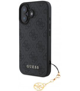 Pilkas dėklas Apple iPhone 16 Plus telefonui "Guess 4G Charm Case"