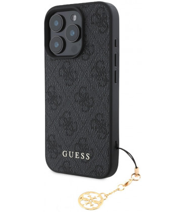 Pilkas dėklas Apple iPhone 16 Pro Max telefonui "Guess 4G Charm Case"