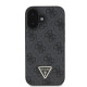 Juodas dėklas Apple iPhone 16 telefonui "Guess PU 4G Strass Triangle Metal Logo Case"