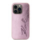 Rožinis dėklas Apple iPhone 15 Pro telefonui "Karl Lagerfeld Wrinkled PU Signature Logo Case"