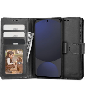 Juodas atverčiamas dėklas Samsung Galaxy S24 FE telefonui "Tech-Protect Wallet"