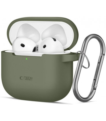Žalias dėklas Apple Airpods 4 / 5 ausinėms "Tech-Protect Silicone Hook"