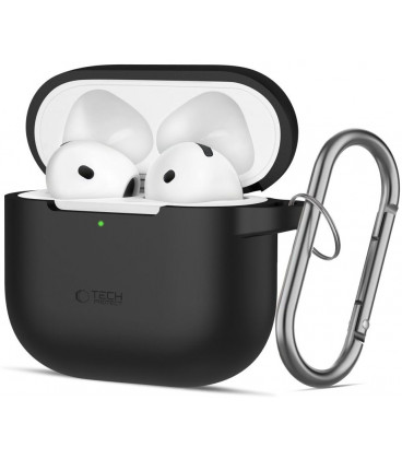 Juodas dėklas Apple Airpods 4 ausinėms "Tech-Protect Silicone Hook"