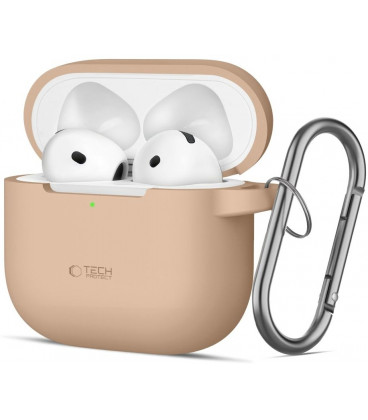 Rudas (Cafe Latte) dėklas Apple Airpods 4 ausinėms "Tech-Protect Silicone Hook"