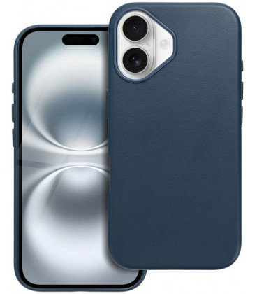 Mėlynas odinis dėklas Apple iPhone 16 telefonui "Leather Mag Cover"