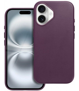 Violetinis odinis dėklas Apple iPhone 16 telefonui "Leather Mag Cover"