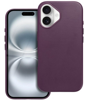 Violetinis odinis dėklas Apple iPhone 16 telefonui "Leather Mag Cover"