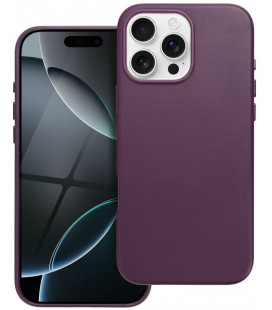 Violetinis odinis dėklas Apple iPhone 16 PRo Max telefonui "Leather Mag Cover"