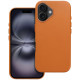 Oranžinis odinis dėklas Apple iPhone 16 telefonui "Leather Mag Cover"