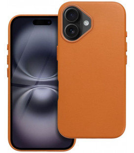 Oranžinis odinis dėklas Apple iPhone 16 telefonui "Leather Mag Cover"