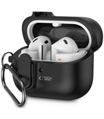 Juodas dėklas Samsung Galaxy Buds 3 / 3 FE / 3 Pro ausinėms "Tech-Protect Slim Hook"