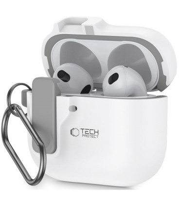 Baltas dėklas Apple Airpods 4 / 5 ausinėms "Tech-Protect Slim Hook"