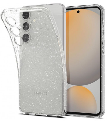 Skaidrus dėklas su blizgučiais Samsung Galaxy S24 FE telefonui "Spigen Liquid Crystal Glitter"