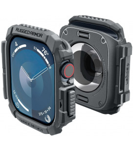 Pilkas dėklas Apple Watch 10 / 11 (46 mm) laikrodžiui "Spigen Rugged Armor"