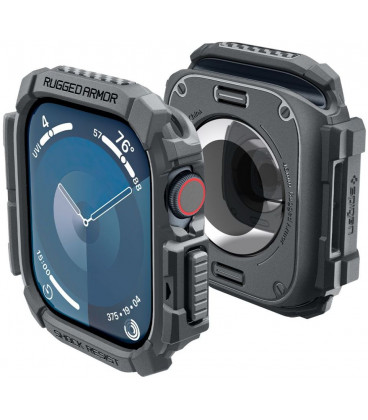 Pilkas dėklas Apple Watch 10 / 11 (46 mm) laikrodžiui "Spigen Rugged Armor"