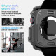 Pilkas dėklas Apple Watch 10 / 11 (46 mm) laikrodžiui "Spigen Rugged Armor"