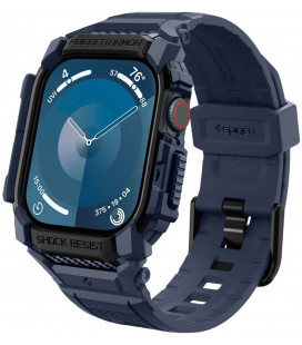 Mėlynas dėklas - apyrankė Apple Watch 10 / 11 (46mm) laikrodžiui "Spigen Rugged Armor PRO"