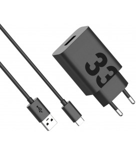 Originalus juodas Motorola 33W 1xUSB-A pakrovėjas + USB-A - USB-C laidas "Motorola TurboPower"