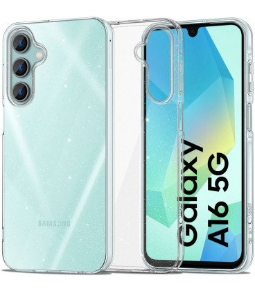 Skaidrus dėklas su blizgučiais Samsung Galaxy A16 4G / 5G telefonui "Tech-Protect Flexair Glitter"