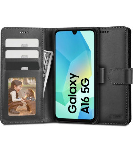 Juodas atverčiamas dėklas Samsung Galaxy A16 4G / 5G telefonui "Tech-Protect Wallet"