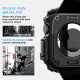Juodas dėklas Apple Watch 10 / 11 (46 mm) laikrodžiui "Spigen Rugged Armor"