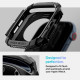 Juodas dėklas Apple Watch 10 / 11 (46 mm) laikrodžiui "Spigen Rugged Armor"