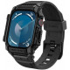 Juodas dėklas - apyrankė Apple Watch 10 / 11 (46mm) laikrodžiui "Spigen Rugged Armor PRO"