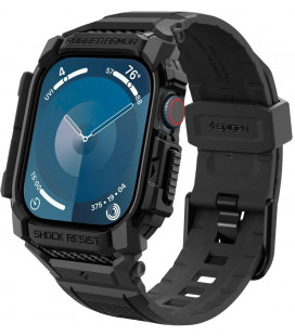 Juodas dėklas - apyrankė Apple Watch 10 / 11 (46mm) laikrodžiui "Spigen Rugged Armor PRO"