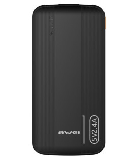 Juoda Išorinė baterija Power Bank 5V/2.4A 10000mAh "Awei P20K"