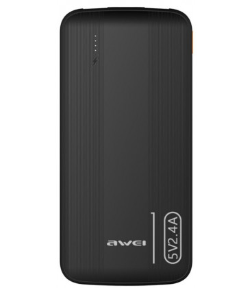 Juoda Išorinė baterija Power Bank 5V/2.4A 10000mAh "Awei P20K"