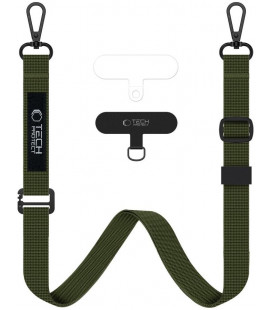 Žalias (Khaki) dirželis per / ant peties telefonui "Tech-Protect C6S Rope Crossbody"