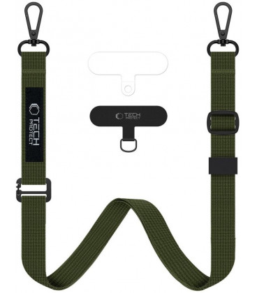 Žalias (Khaki) dirželis per / ant peties telefonui "Tech-Protect C6S Rope Crossbody"