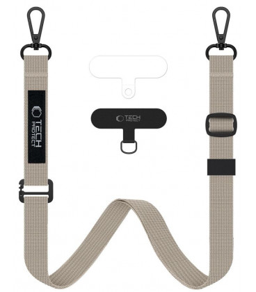 Rudas (Cosmic Latte) dirželis per / ant peties telefonui "Tech-Protect C6S Rope Crossbody"