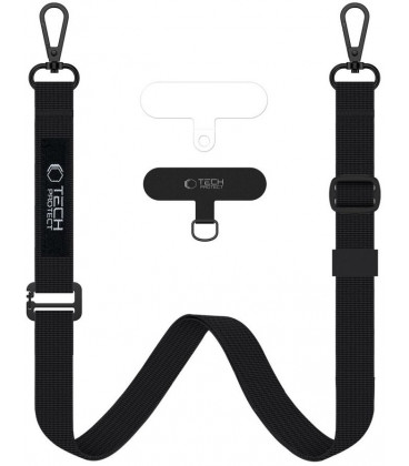 Juodas dirželis per / ant peties telefonui "Tech-Protect C6S Rope Crossbody