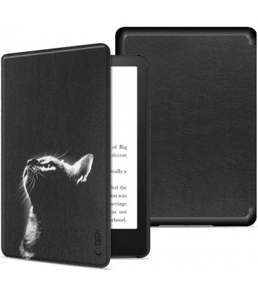 Juodas tverčiamas dėklas Kindle Paperwhite VI / 6 / Colorsoft / Signature Edition skaityklei "Tech-Protect Smartcase Black Cat"