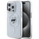 Skaidrus dėklas Apple iPhone 15 Pro telefonui "Karl Lagerfeld IML Choupette Head Metal Frame MagSafe Case"