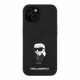 Juodas dėklas Apple iPhone 15 telefonui "Karl Lagerfeld Fixed Glitter Metal Ikonik Case"