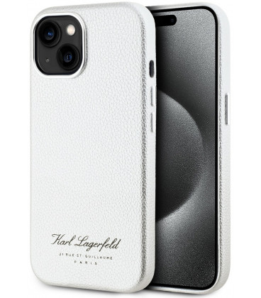 Pilkas dėklas Apple iPhone 15 telefonui "Karl Lagerfeld Grained PU Hotel RSG Case"