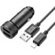 Juodas 2xUSB-A automobilinis pakrovėjas + USB-A - Lightning laidas "Hoco Z49"