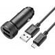 Juodas 2xUSB-A automobilinis pakrovėjas + USB-A - MicroUSB laidas "Hoco Z49"