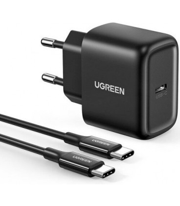 Juodas 25W 1xUSB-C pakrovėjas + USB-C - USB-C 200cm laidas "Ugreen CD250"