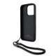 Juodas dėklas Apple iPhone 16 Pro telefonui "BMW Leather Signature and Strap Case"