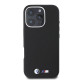 Juodas dėklas Apple iPhone 16 Pro telefonui "BMW M PU Kevlar Metal Logo Case"