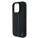 Juodas dėklas Apple iPhone 16 Pro telefonui "Mercedes Leather Blue Stripe MagSafe Case"