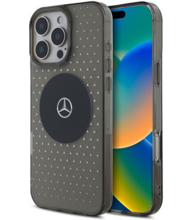 Juodas dėklas Apple iPhone 16 Pro telefonui "Mercedes PC/TPU Star Pattern MagSafe Case"