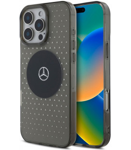 Juodas dėklas Apple iPhone 16 Pro Max telefonui "Mercedes PC/TPU Star Pattern MagSafe Case"