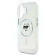 Skaidrus dėklas Apple iPhone 16 telefonui "Karl Lagerfeld IML Choupette Head Metal Frame MagSafe Case"