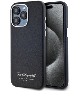 Juodas dėklas Apple iPhone 15 Pro Max telefonui "Karl Lagerfeld Grained PU Hotel RSG Case"